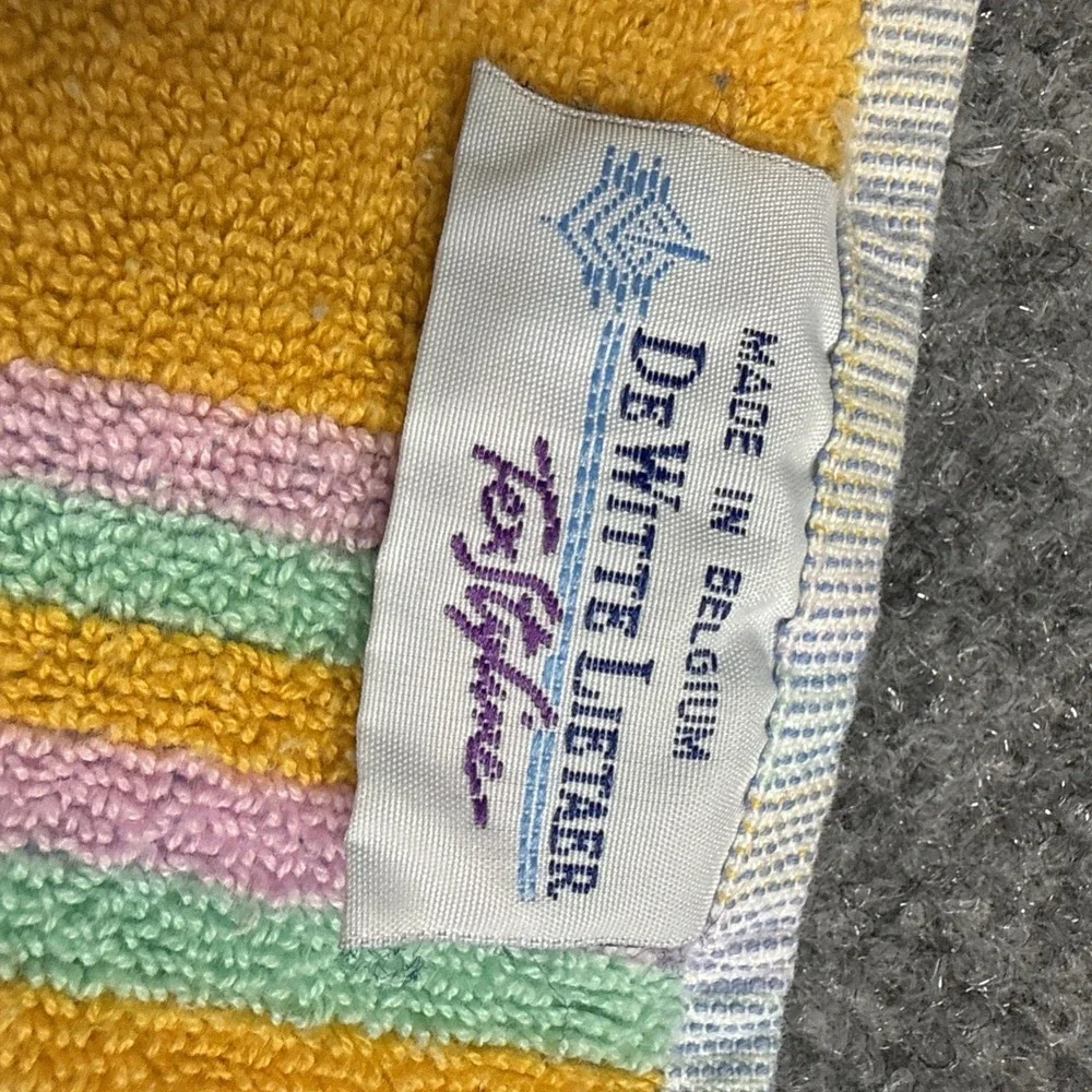 Vintage De Witte Lietaer Baby Bib Terry Tie Back Elephants Pastel Belgium